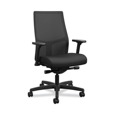 Hon IGNITION 2.0 4-WAY STRETCH MID-BACK MESH TASK CHAIR, UP TO 300 LBS, BLACK SEAT/BACK AND BASE I2M2AMNC10TK